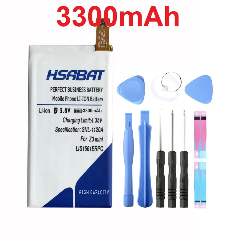 

HSABAT New 3300mAh LIS1561ERPC Mobile Phone Battery for SONY Xperia Z3 mini Battery Compact M55W D5833 SO-02G Battery
