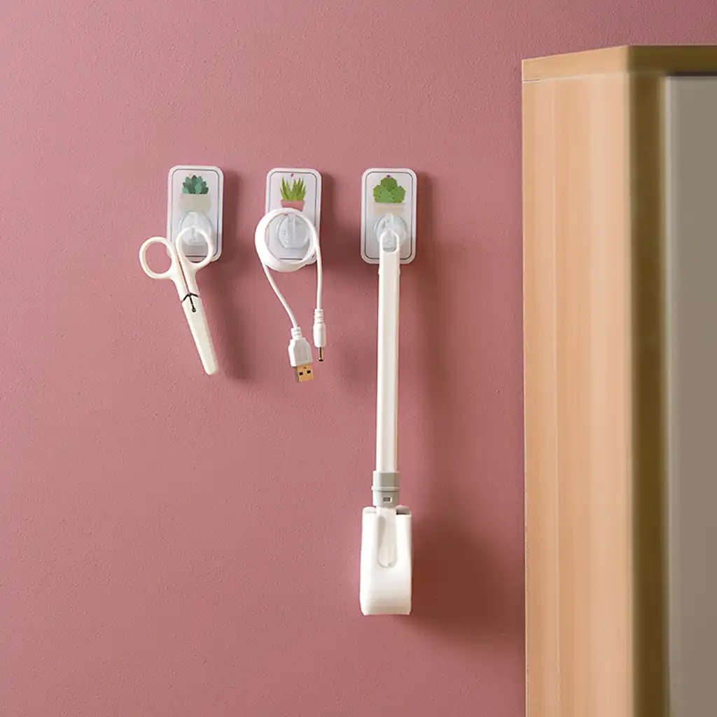 Botanical Pattern Hook Traceless Sticky Coat Hanging Hook Adhesive