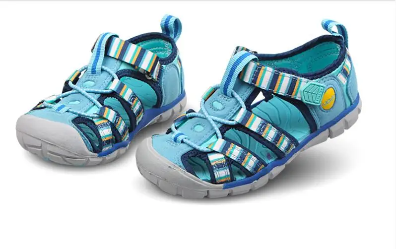 Дети сандалии для девочек мальчиков и летняя пляжная обувь модная Прочная резиновая подошва спортивные сандалии - Цвет: Небесно-голубой