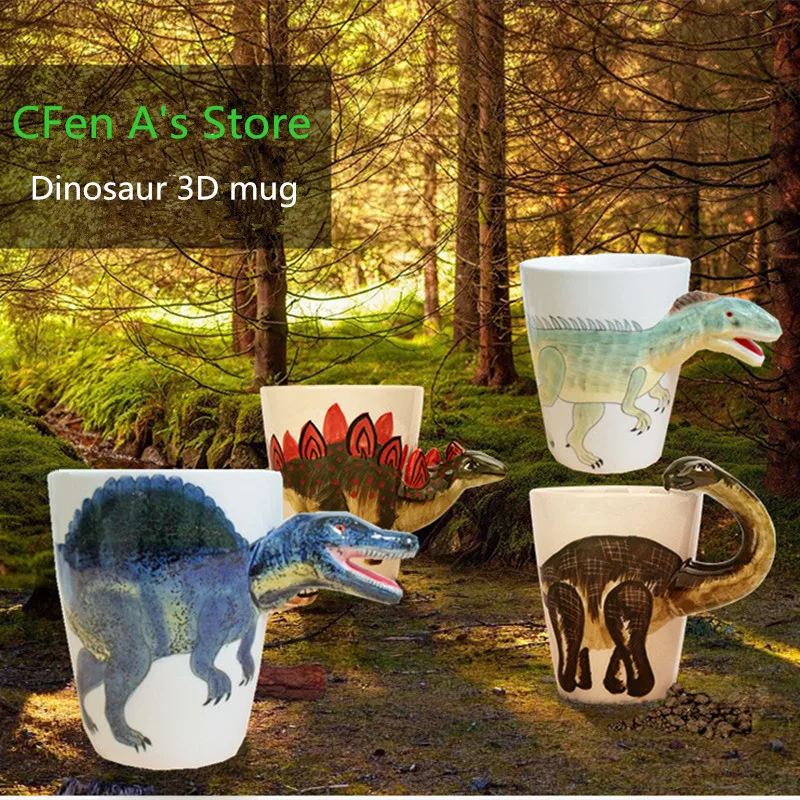Керамическая 3D кружка CFen A в форме динозавра ручная роспись животных