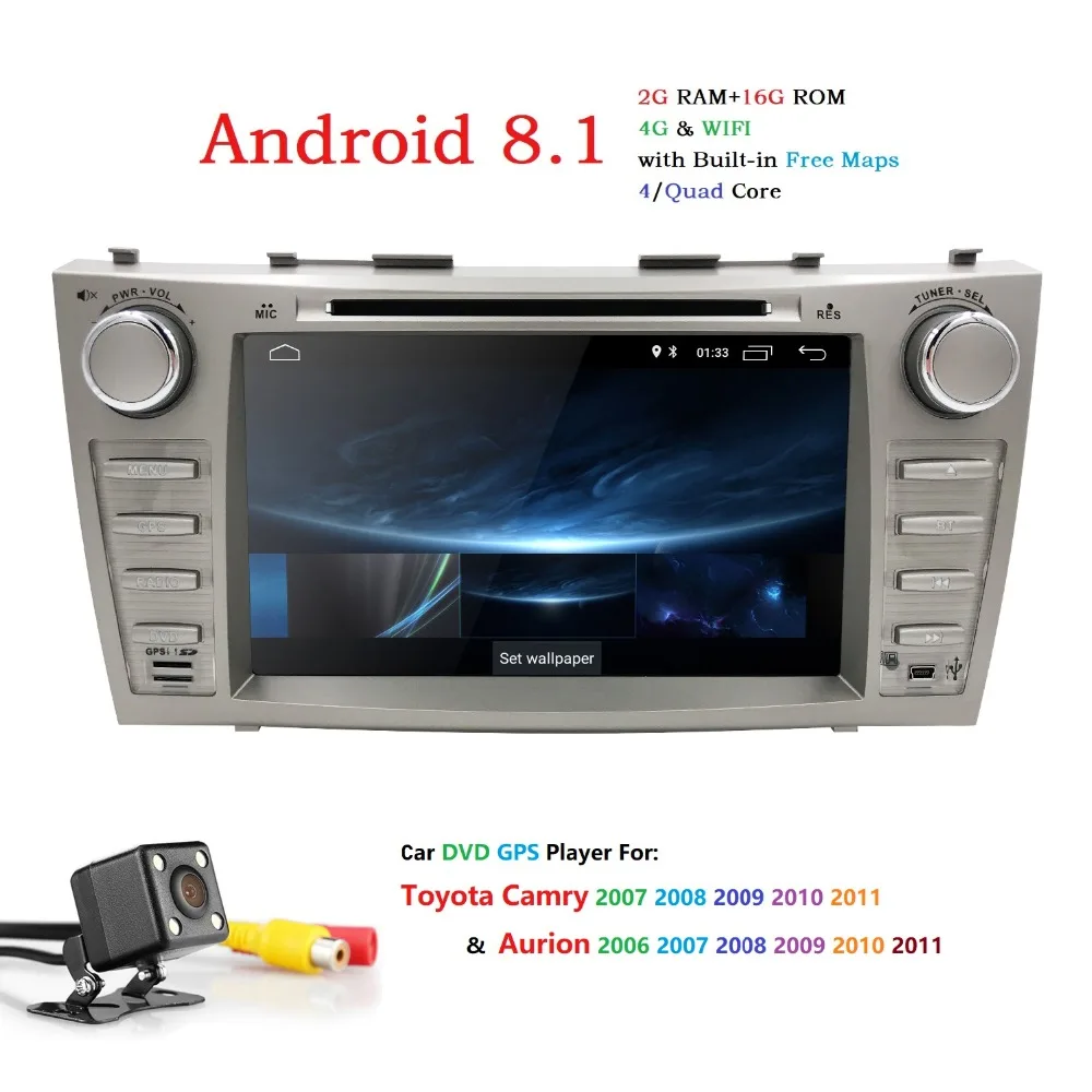 Cheap Autoradio 2 Din Android 8.1 Car DVD Player For Toyota Camry 2007 2008 2009 2010 2011Aurion 2006 Head unit Tape Recorder Wifi SWC 1