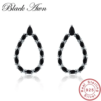 

[BLACK AWN] 925 Sterling Silver Earrings Big Water Drop Wedding Stud Earrings for Women Bijoux Silver 925 Jewelry I007