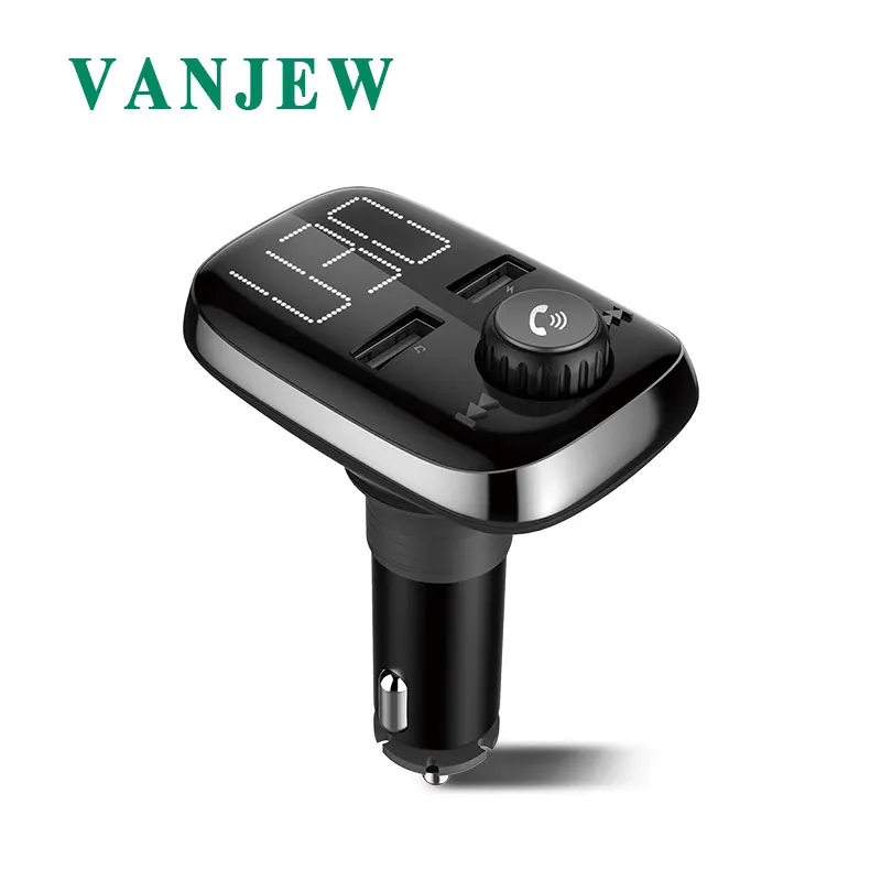 Автомобильный комплект VANJEW BT74, Bluetooth, fm-передатчик, mp3-плеер, двойной USB порт, зарядное устройство, 3.4A, быстрое зарядное устройство, Обнаружение напряжения, SD карта, плеер - Название цвета: Black