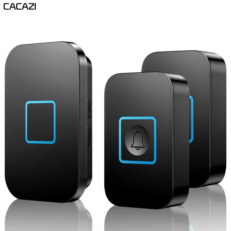 

CACAZI Intelligent Wireless Doorbell Waterproof LED Light 300M Remote US EU UK Plug Home Calling Bell 1 Button 1 2 Receiver