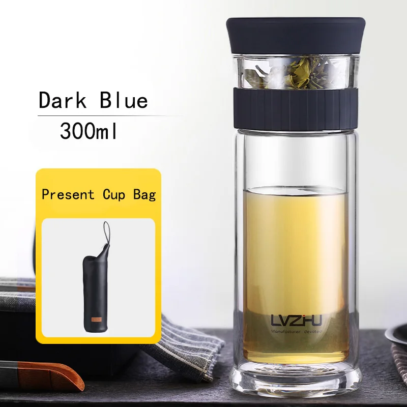 Стеклянная кружка с двойными стенками 300 мл|double glass tea bottle|double walldrinking cups |