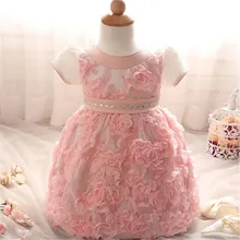 2016 lovely Wedding Party Dress Baby girl clothes infant Toddler short sleeve flower bowknot tutu