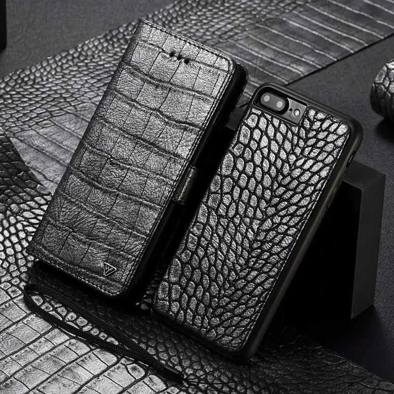 

WHATIF For Iphone X XR XS Max Luxury Wallet Case for Iphone 7 8 Plus X XS XR Flip Cover Pouch Crocodile Leather Phone Bag Case