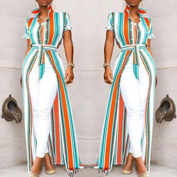 

Summer Womens Blouse Colorful Striped Casual Shirt Turndown Collar Striped Blouse New Loose Shirt Female Blusas Camisa de mujer