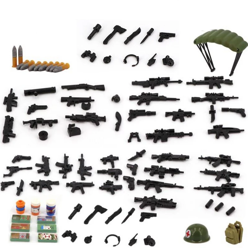 

1 Set DIY Accessories Weapon Gun Compatible Figures Military Police Weapon Army Soldier WW2 Building Block Brick Toy X174