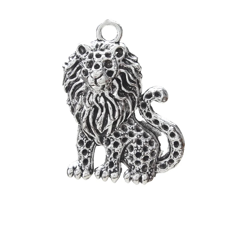 

5pcs/lot Charm Silver Metal Alloy Lion Shape Charm Bracelet Necklace Pendant Jewelry Accessories 28mm x 38mm Pendant