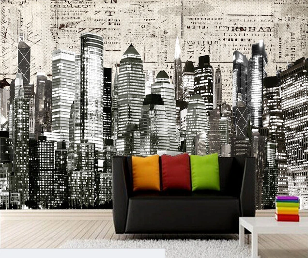 custom black and white retro wallpaper new york city 3d wallpaper