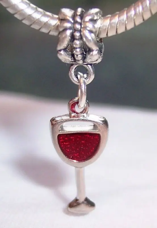 

Hot sell ! 15pcs Red Wine Glass Goblet Drink Charm Dangle Bead fit European Charm Bracelets 31 mm x 9 mm( nm202)