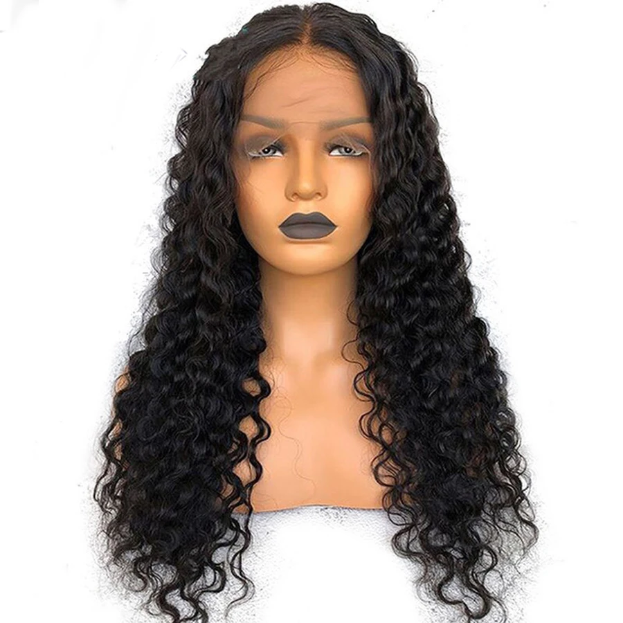 

SimBeauty Glueless Deep Wave Lace Front Human Hair Wigs Brazilian Remy Pre Plucked Natural Hairline Bleach Knots With Baby Hair