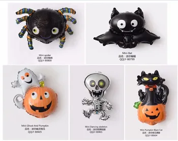 

Lucky 100pcs/lot Cartoon Halloween Pumpkin Spider Bat Mini Balloon Halloween Day Foil Air Balloons Party Decoration Kids Toys