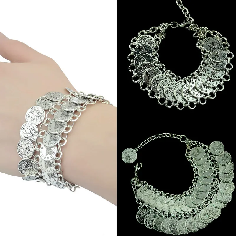

Gypsy Antalya Silver Coin Anklet Afghan Turkish Tribal Summer Beach Flower Chic Bracelet Ankle Bangles Chain Jewelry For Women