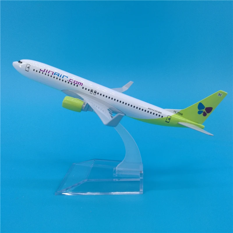 

16cm Korea Real Airlines Boeing 737 Alloy Airplane Model Gift Decoration Collection Korean Jin Air B737 Aviation Aircraft Model