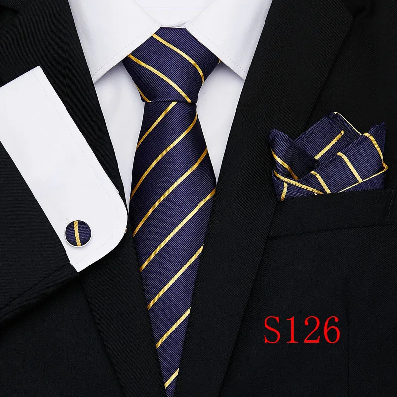 Удлиненные 145 см* 8 см галстуки Пейсли желтый розовый красный синий Hanky запонки набор мужской шелковый галстук 8,5 см Свадебный галстук жениха Cravata - Цвет: S126