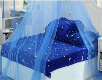 Синий звездный кружевной навес против комаров двойной полный размер королевской кровати