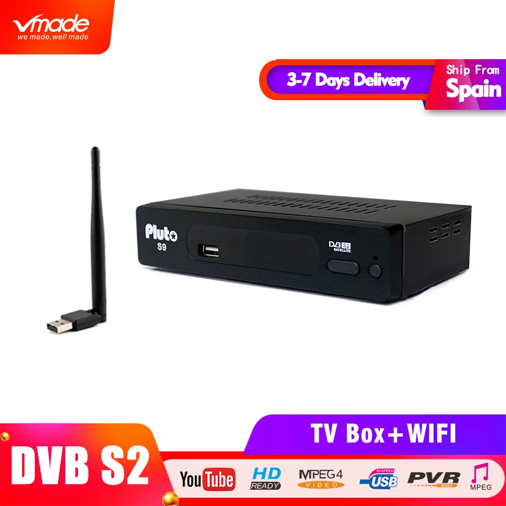 Vmade DVB S2 Плутон S9 full HD цифровой ТВ приемник сигнала 1080 P H.264 MPEG4 Поддержка аудио выход домашнее видео оборудование Декодер каналов кабельного