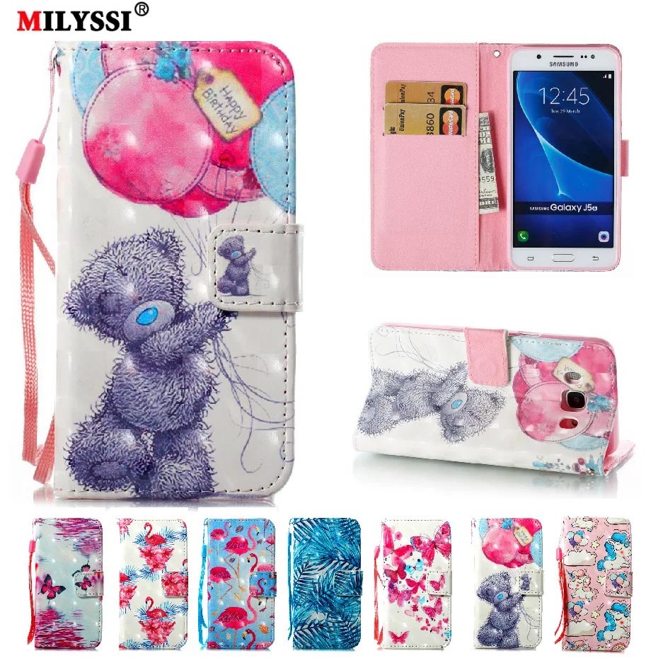 

MILYSSI 3D Vision Painted Pattern PU Leather Phone Case For Samsung galaxy J5 2016 J510 Wallet Cover Case with Stand Card slot