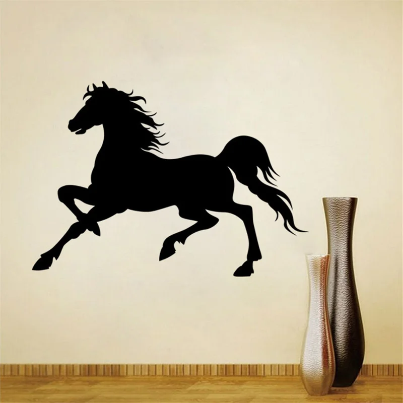 

High quality Waterproof Black Jumping Horse Art Wall Stickers Vinyl Decal Stylish Home Graphics Bedroom Decoration