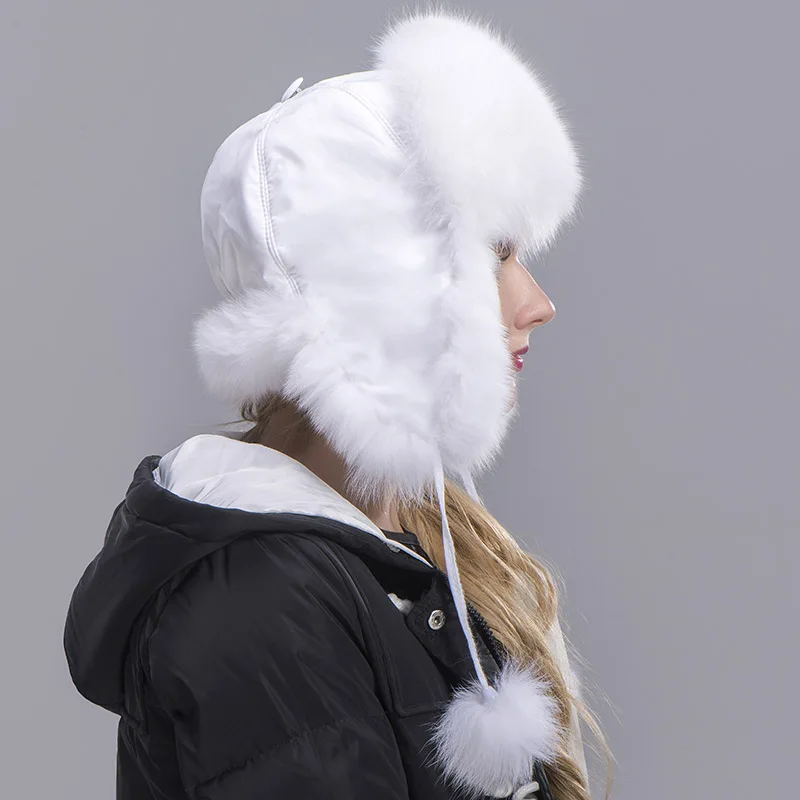 fox fur hat woman white 1
