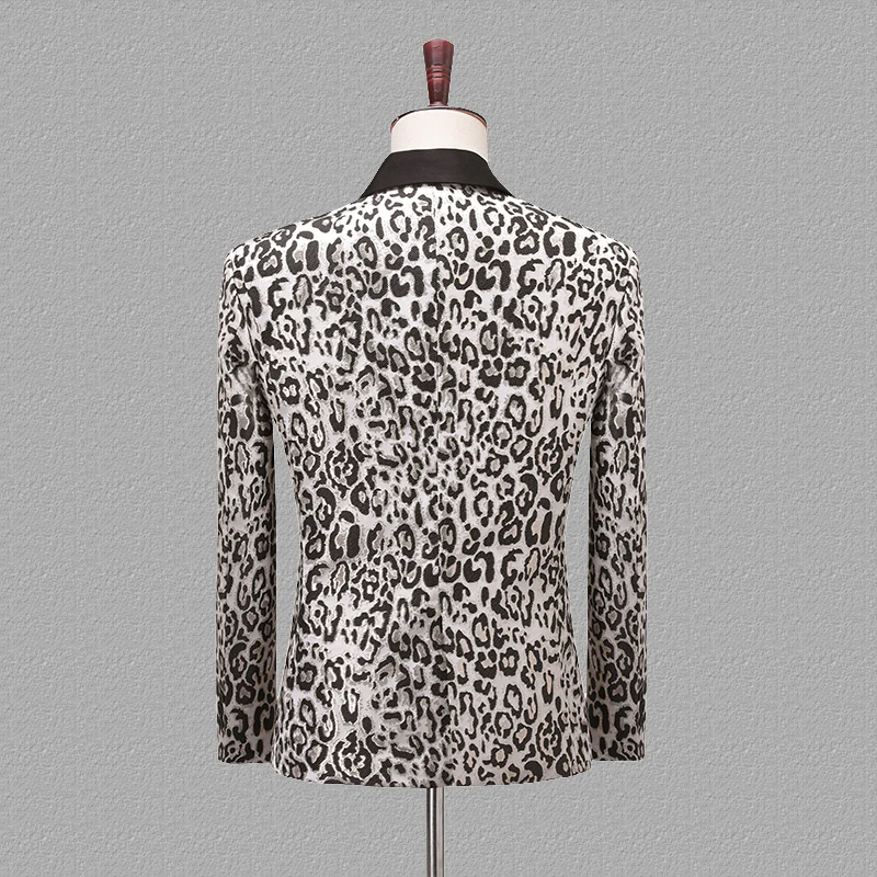 PYJTRL, модное жаккардовое приталенное повседневное пальто с леопардовым узором, блейзер для мужчин, мужской костюм, костюм для певцов, пиджак, одежда