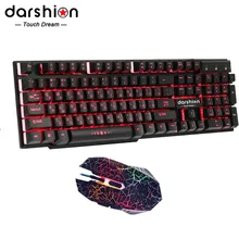 Colorful Backlit Russian Keyboard led Computer Wired + Optical 6D Wired Gaming LED Crack Mouse For Pro Gamer