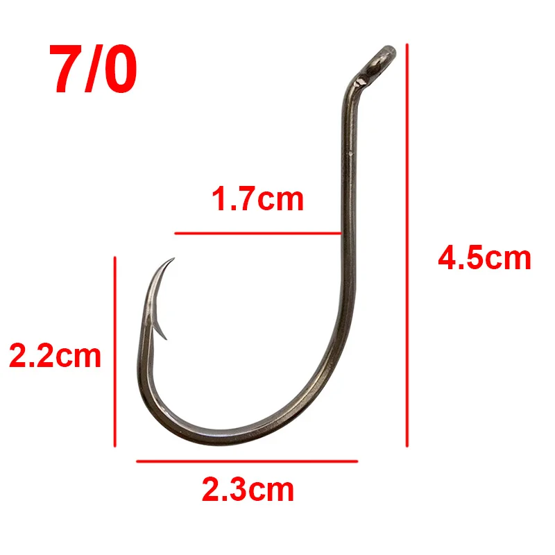 Hameçons Pêche Mer 50 Pêche Eau Salée - Poissons Chat Bar - Tailles 1/0-10/0 - Bas De Ligne Acier Hameçons Ronds