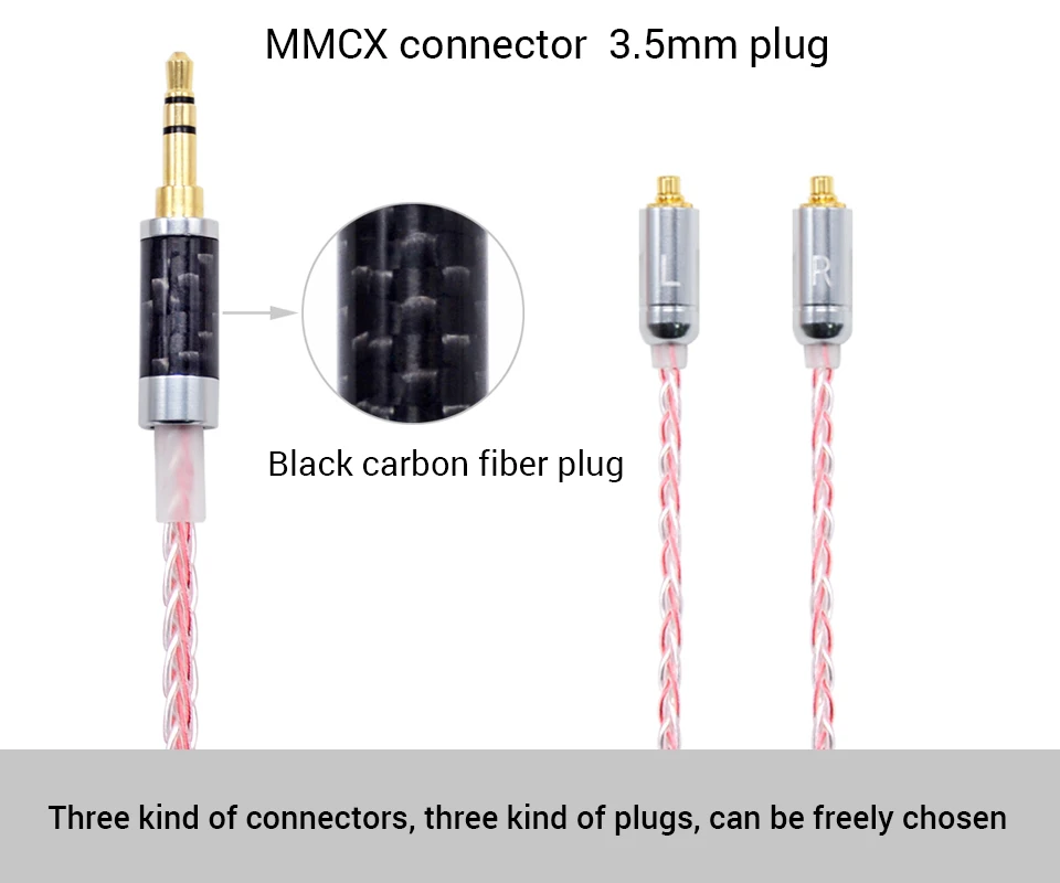 Nicehck MMCX/2Pin разъем 3,5/2,5/4,4 мм балансный 8-ядерный Медь серебро смешанные кабель для SE846 ZS10/ZS6 TFZ MaGaosi K5 ncehck HK6