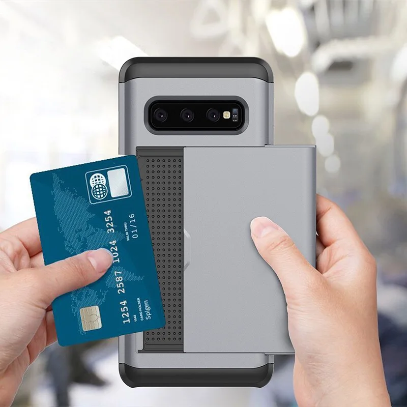 Твердый чехол CYATO Slide Card для Samsung Galaxy S10 Plus S10E чехлы телефонов Роскошный деловой S9