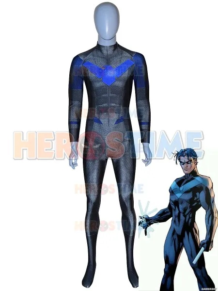 

Nightwing Cosplay Costume Spandex Custom Made 3D Print High Quality DOJ JUSTICE LEAGUE YJ Night-wing Dick Grayson Zentai Catsuit