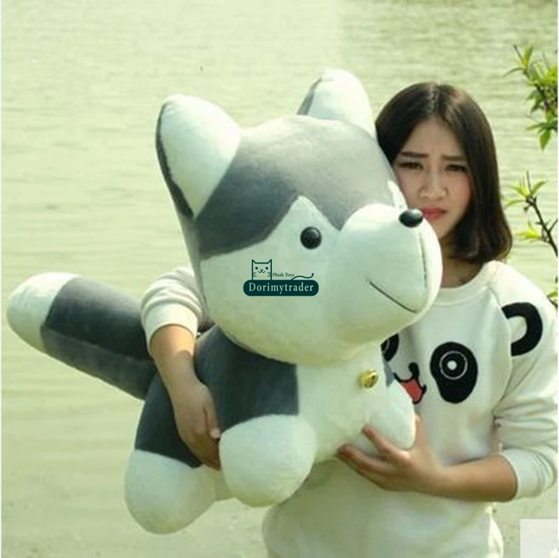 Dorimytrader 90cm Giant Simulated Animal Husky Plush Toy 35'' Large Stuffed Cartoon Dogs Doll Kids Play Toy Baby Present DY61509 (2)