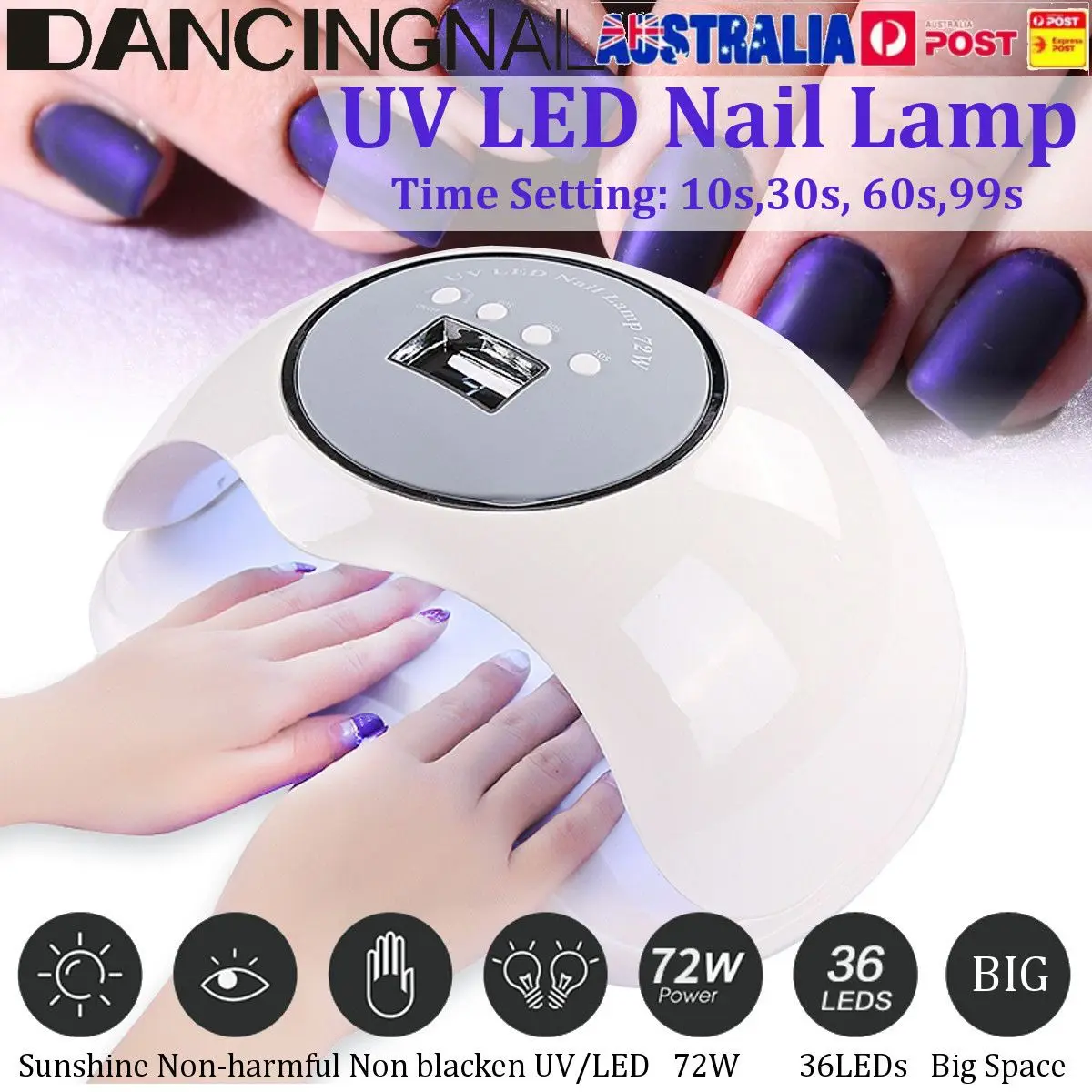 

100-240V 72W High Power Intelligent Quick Drying Fingernail Polish Manicure Machine Professional UV LED Lamp Nail Dryer