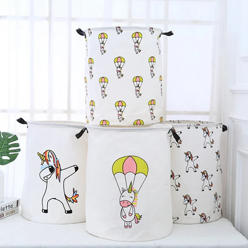 يونيكورن سلة الغسيل القابلة للطي قماش الاطفال اللعب المنظم برميل لطي غسل الملابس القذرة أشتات صندوق تخزين