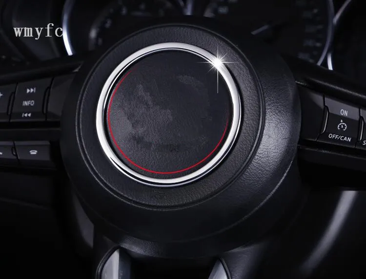 For Mazda CX-5 CX5 2017 2018 Steering Wheel Car Logo Frame Sticker Cover Trim Car styling Auto Parts For Mazda CX-5 CX5 2017 2018 Steering Wheel Car Logo Frame Sticker Cover Trim Car styling Auto Parts