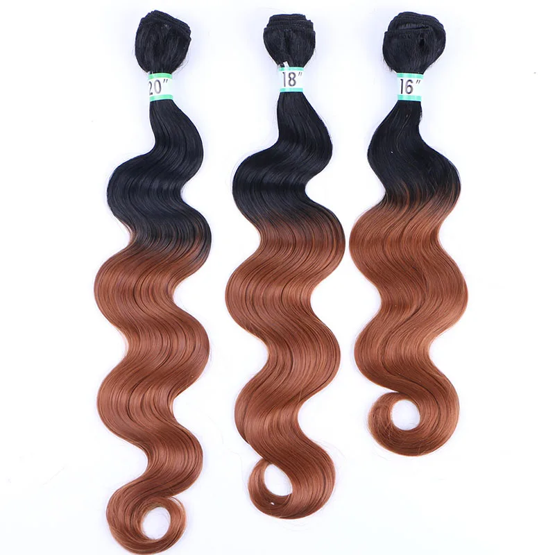 Омбре синтетические объемные волнистые пучки волос наращивание 3 шт. в партии 210 г для одной головы волосы ткачество для афро женщин - Цвет: T1B/30