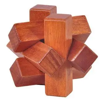 2016 New Mini Size IQ Wooden Burr Puzzle Brain Teaser Game for Adults Kids
