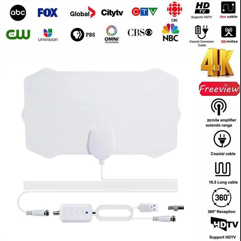 

80 Mile 4K Stable Home Mini Digital Satellite Stick On Receiver Signal Amplifier Booster HDTV 1080P Antenna Indoor Ultra Thin