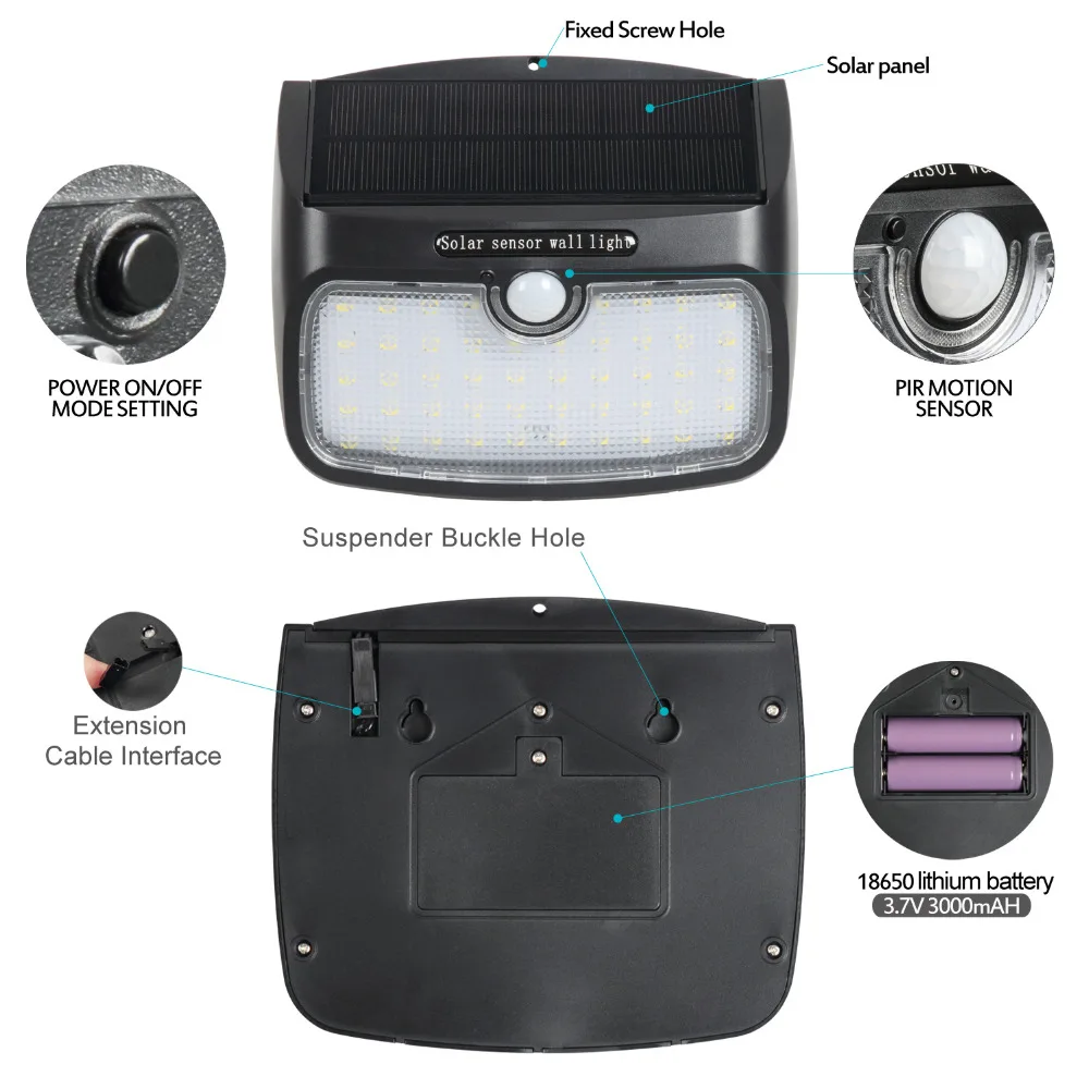 Solar ao ar Sensor de Movimento do Painel Decoração da Lâmpada Solares para Jardim de Segurança T-sunrise Holofotes Livre Solar Separado Wih 48 Levou Luzes 7 solar light