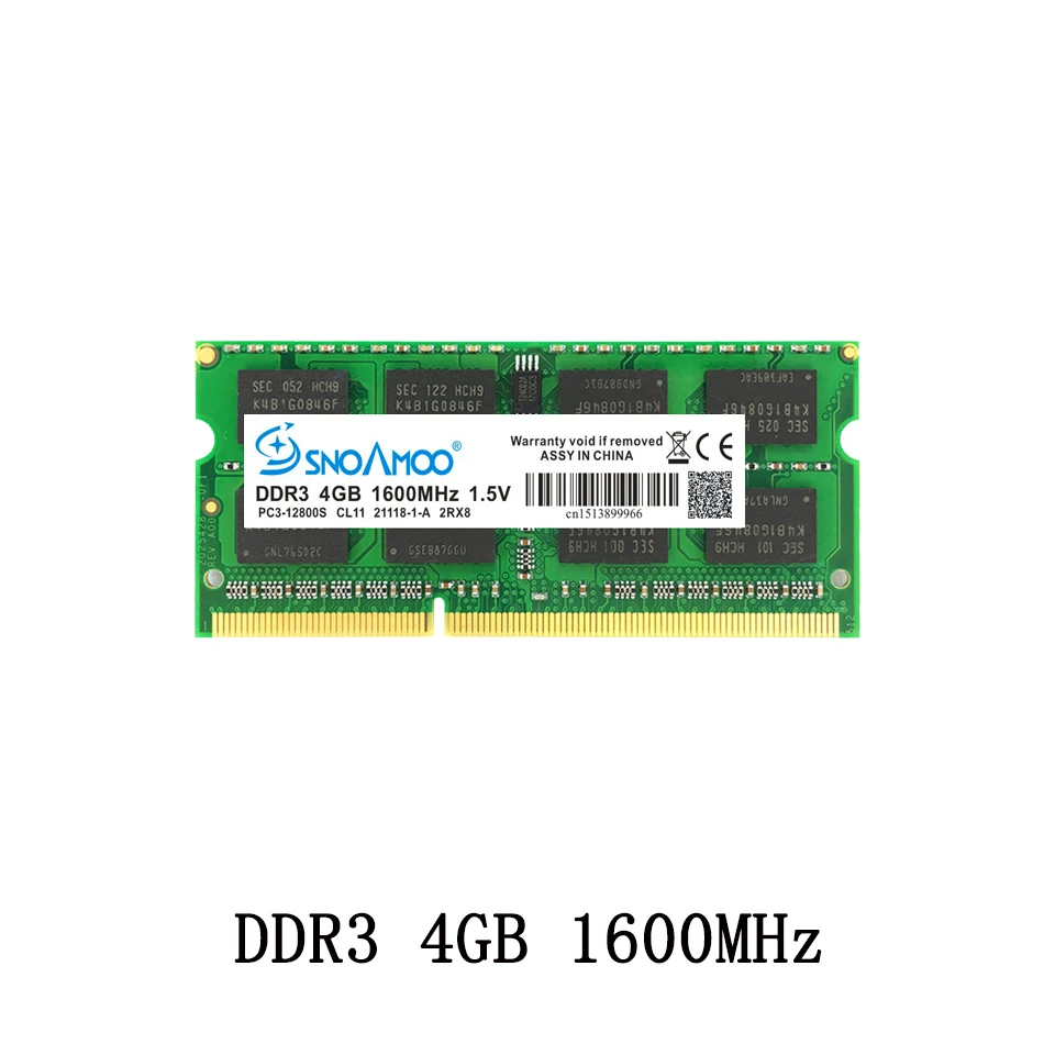 SNOAMOO ноутбук память DDR3 4 ГБ 8 ГБ 1333 МГц 1600 МГц PC3-10600S для ноутбука Memoria Ram ноутбук память SO-DIMM 1,5 в гарантия