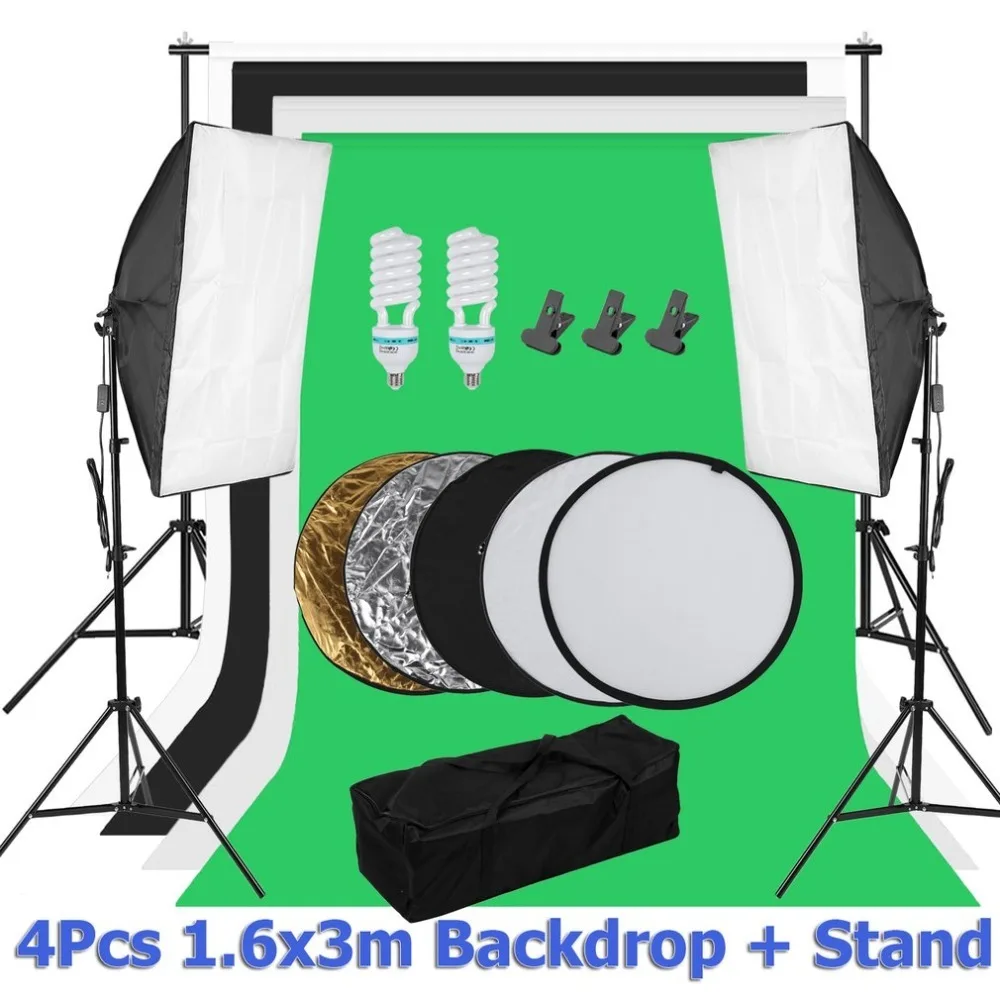 

50x70CM Softbox Background 2m Backdrop Stand 60cm Reflector Panel Photography Photo Studio Kit Continuous Lighting Set