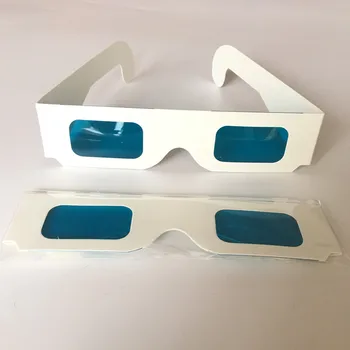 

Free shipping (50pcs/lot) Re-useable white paper 3D glasses Paper Frame Blue/Blue lens 3d decoder glasses