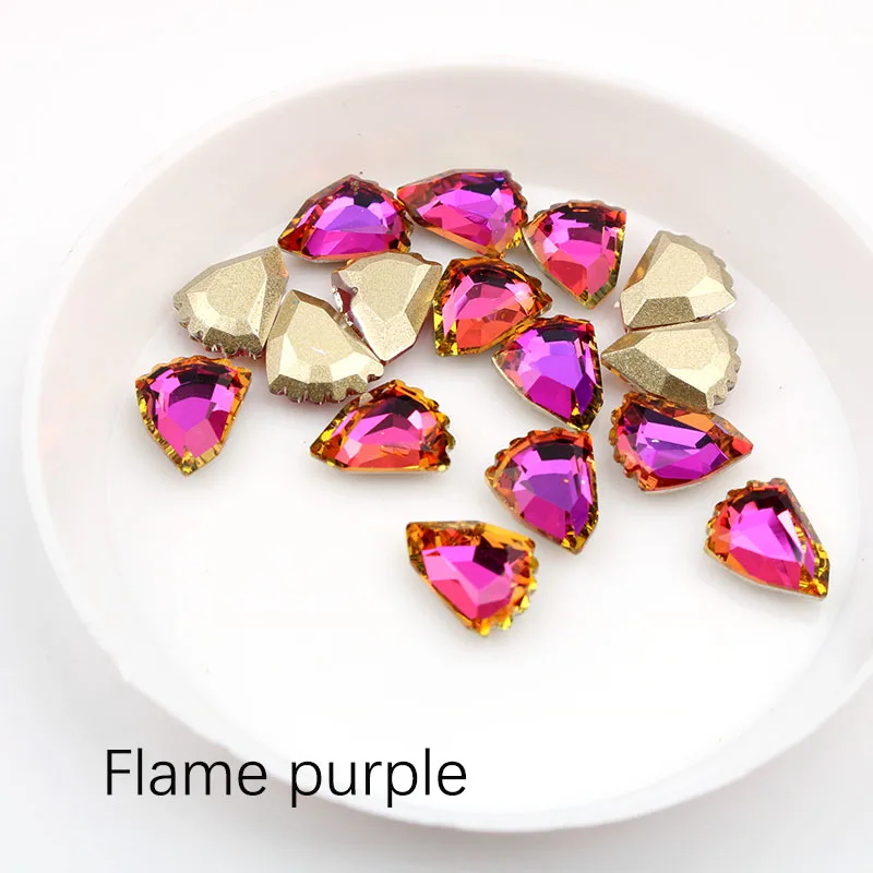 Flame purple Горячая Распродажа форма подошвы 8x10 мм Нейл-арт, стразы 8 видов цветов красивые стразы crystal Stone 30/100 шт для 3D украшение для ногтей - Цвет: Flame purple
