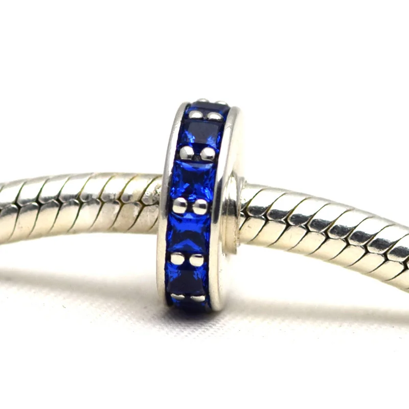 

Fits for Pandora Beads Bracelets Eternity Charms with Royal Blue Crystal 100% 925 Sterling Silver Jewelry Free Shipping