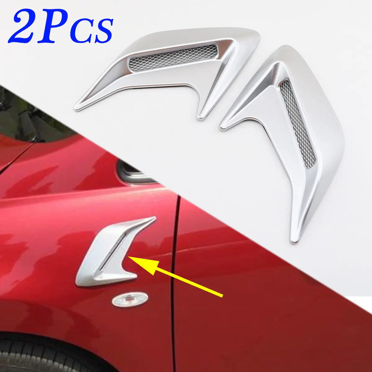 Pair Silver Style Doob Fender Sticker Exterior Parts For Car Door Body Side Fender Air Vent Trim Accessories Universa Parts Pair Silver Style Doob Fender Sticker Exterior Parts For Car Door Body Side Fender Air Vent Trim Accessories Universa Parts