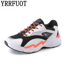 YRRFUOT Moda Mujer 2018 Casual Shoes Platform White Sneakers Lace-Up Fashion Womens Shoes Leisure Mid Air Mesh Vulcanized Shoes