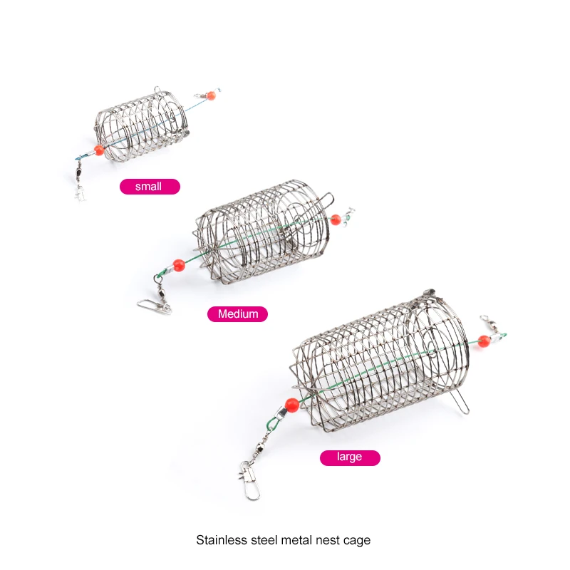 Проволока из нержавеющей стали клетка для рыболовных приманок приманка рыболовные аксессуары приманка клетка рыболовная Ловушка держатель корзины-кормушки Размер s m l