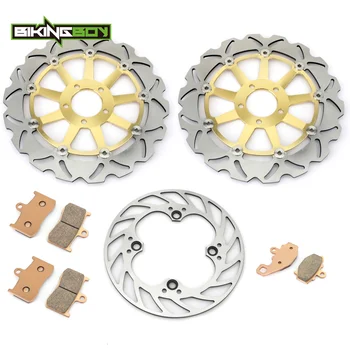 

BIKINGBOY Front Rear Brake Discs Disks Rotors Pads For Kawasaki ZX9R Ninja 2002 2003 ZX-9R Ninja ZX900F F1 F2 02 03