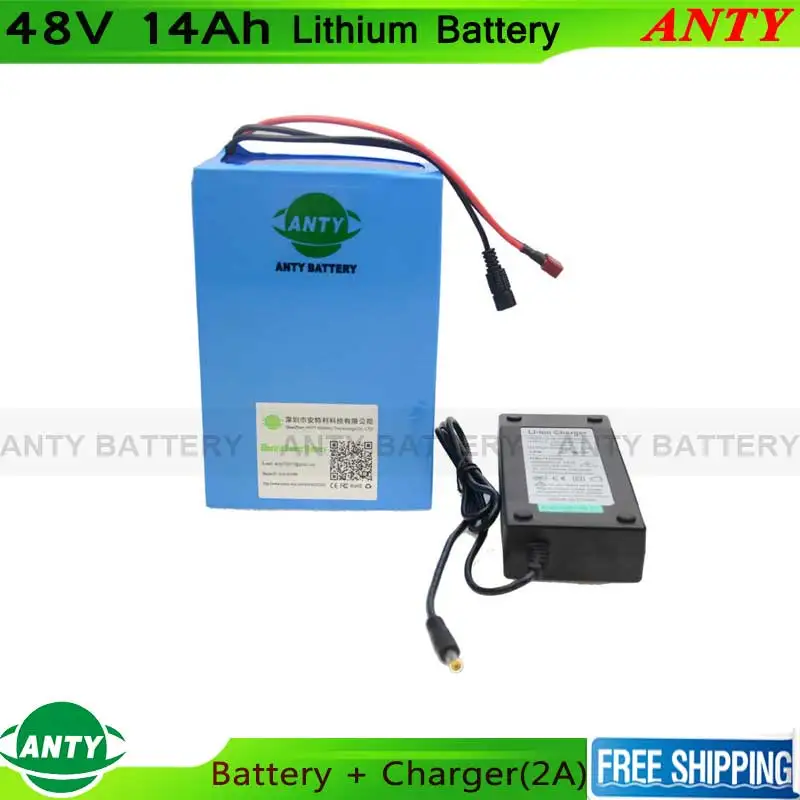 800W 48V 14Ah Scooter Battery Electric Bicycle Lithium Battery 48V With 54.6V 2A Charger 20A BMS eBike Battery Pack Bike 18650